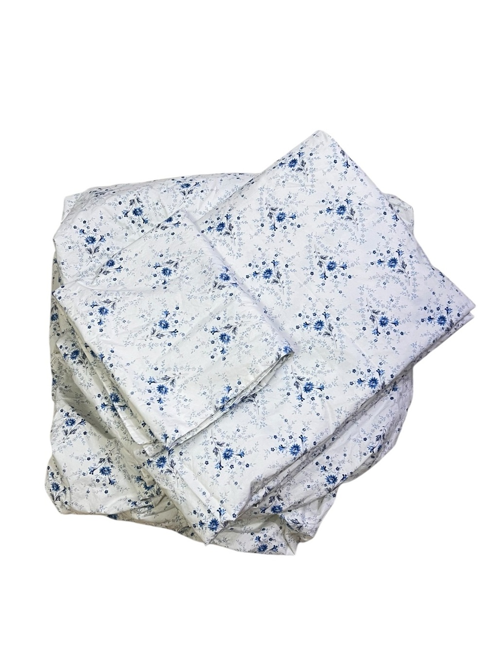 Lauren Ralph Lauren Blue White Ditzy Ditsy Floral Sheet Set Twin 100% Cotton